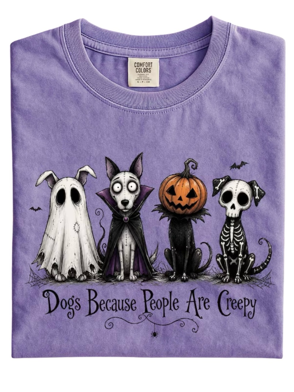Dogs Because People Are Creepy Spooky Comfort Colors Purple Tee